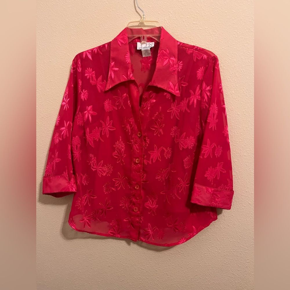 C.B. Collections Petite Pink Floral Top with camisole size: LP